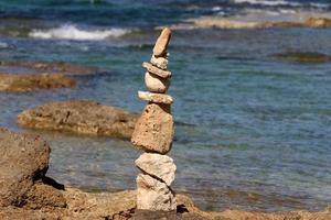 Stones on the shore of the Mediterranean Sea. photo