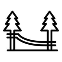 vector de contorno de icono de escalada de cuerda de bosque. parque de aventuras