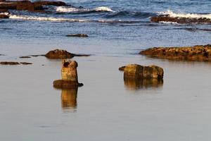 Coast of the Mediterranean Sea in northern Israel. photo