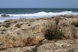 Coast of the Mediterranean Sea in northern Israel. photo