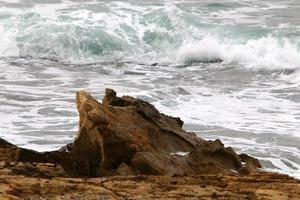 Coast of the Mediterranean Sea in northern Israel. photo