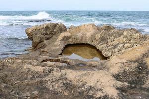 Coast of the Mediterranean Sea in northern Israel. photo