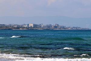 Coast of the Mediterranean Sea in northern Israel. photo