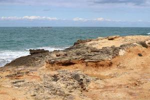 Coast of the Mediterranean Sea in northern Israel. photo