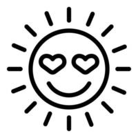 Sun emoji icon outline vector. Face fun vector