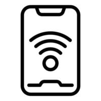 vector de contorno de icono wifi de smartphone. instalación del albergue