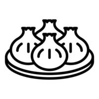 vector de contorno de icono de baozi relleno. vapor asiático