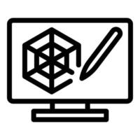 Draw object icon outline vector. Digital pen vector