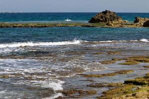 Coast of the Mediterranean Sea in northern Israel. photo