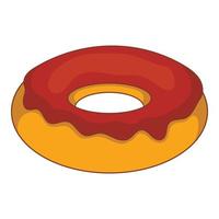 Chocolate donut icon, cartoon style vector