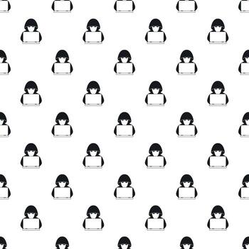 Hacker behind computer pattern, simple style vector