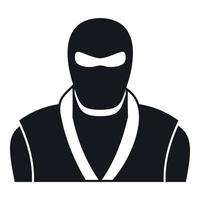 Ninja in black mask icon, simple style vector