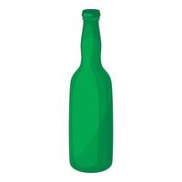 Green bottle icon, cartoon style vector