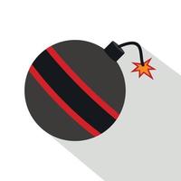 Bomb ready to explode icon, flat style vector