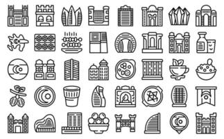 Baku icons set outline vector. City tower vector