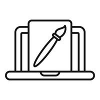 Laptop paint icon outline vector. Ui creative vector