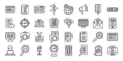 Seeking job icons set outline vector. Covid job vector