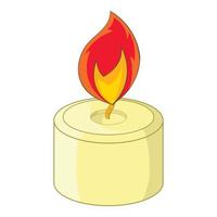 Burning candle icon, cartoon style vector