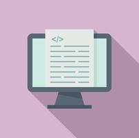 Pc programming icon flat vector. Web computer monitor vector