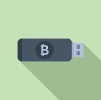 vector plano de icono de criptomoneda usb. dinero bitcoin