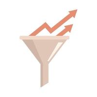 Conversion rate graph funnel icon flat isolated vector