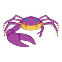 Crab with big claw icon, cartoon style vector