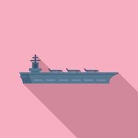 Combat aircraft carrier icon flat vector. Naval view vector