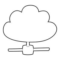 Cloud database icon, outline style vector