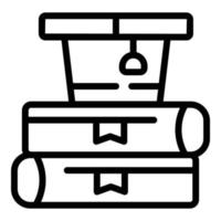 School book stack icon outline vector. Child learning vector