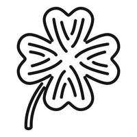 vector de contorno de icono de trébol de cuatro hojas. hoja irlandesa
