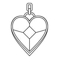 Pendant in the shape of heart icon, outline style vector