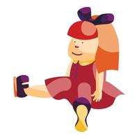 Girl doll toy icon, cartoon style vector