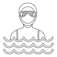 hombre en un icono de traje de buceo, estilo simple vector