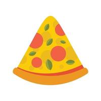Delicious pizza slice icon flat isolated vector