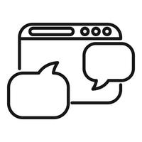 Web chat icon outline vector. Online information vector