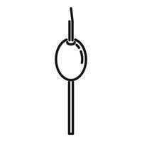 vector de contorno de icono de palillo de oliva negro. palillo de dientes