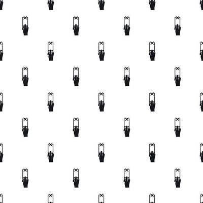 Hand holding smartphone pattern, simple style