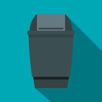 Grey flip lid bin icon, flat style vector