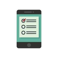 Smartphone online survey icon flat isolated vector