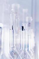 Laboratory glassware, test tubes and flasks for experiments and scientific discoveries. photo