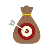 Money bag target icon flat isolated vector