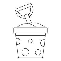 Toy bucket and spade icon, outline style vector