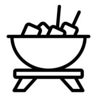 vector de contorno de icono de fusión de fondu. fondue de queso