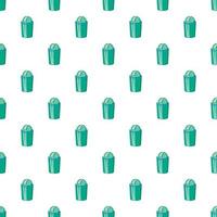 Green trash can pattern, cartoon style vector