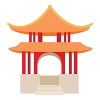 Pagoda icon, cartoon style vector