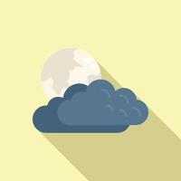Moon cloudy icon flat vector. Weather cloud vector
