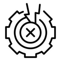 Gear lost connection icon outline vector. Internet error vector