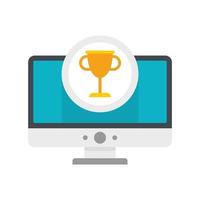Gamification monitor cup icon flat isolated vector