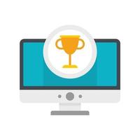 Gamification monitor cup icon flat isolated vector