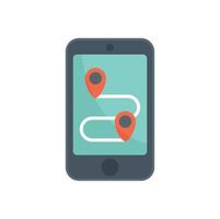 Running phone route icon flat isolated vector